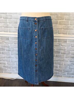 NWT Ivy City Co Emma Denim Skirt 16W Western Modest Cotton Midi Coastal Cowgirl